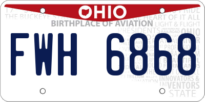 OH license plate FWH6868
