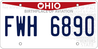 OH license plate FWH6890