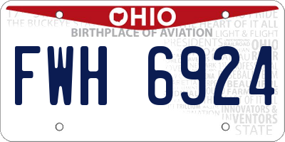 OH license plate FWH6924