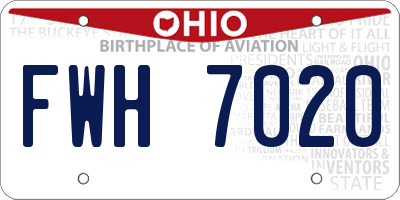 OH license plate FWH7020