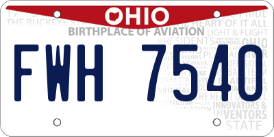 OH license plate FWH7540