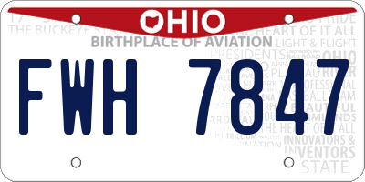 OH license plate FWH7847
