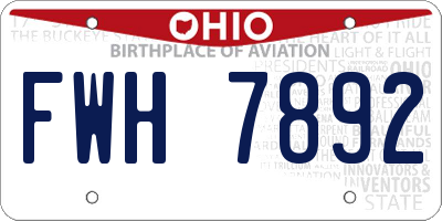 OH license plate FWH7892