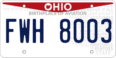 OH license plate FWH8003