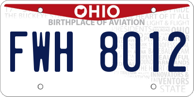 OH license plate FWH8012