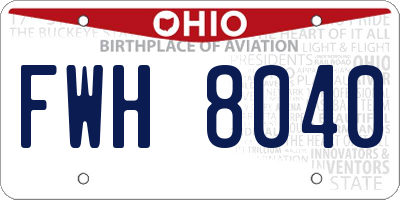 OH license plate FWH8040