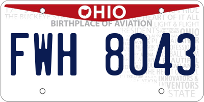 OH license plate FWH8043