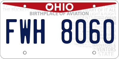 OH license plate FWH8060