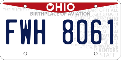 OH license plate FWH8061