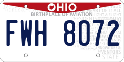 OH license plate FWH8072