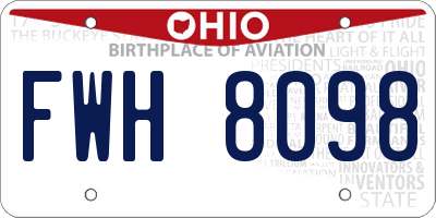OH license plate FWH8098
