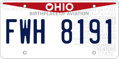 OH license plate FWH8191