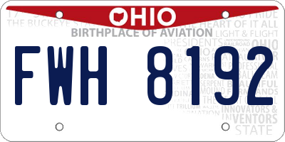 OH license plate FWH8192