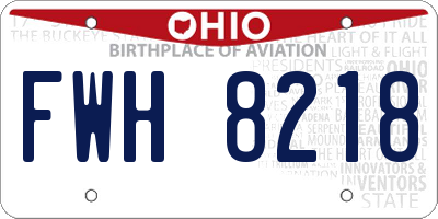 OH license plate FWH8218
