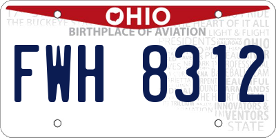 OH license plate FWH8312