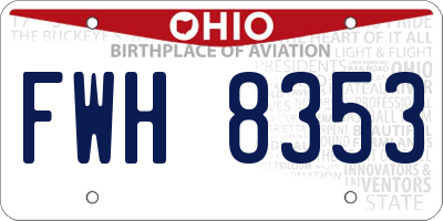 OH license plate FWH8353