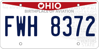 OH license plate FWH8372