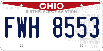 OH license plate FWH8553