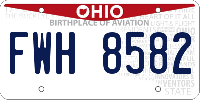 OH license plate FWH8582