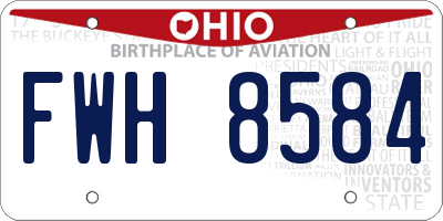 OH license plate FWH8584
