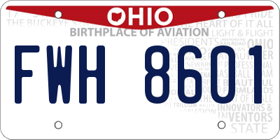 OH license plate FWH8601