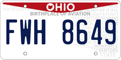 OH license plate FWH8649