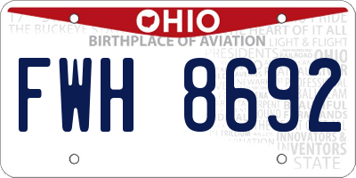OH license plate FWH8692