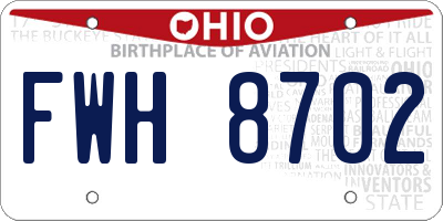 OH license plate FWH8702
