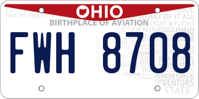 OH license plate FWH8708