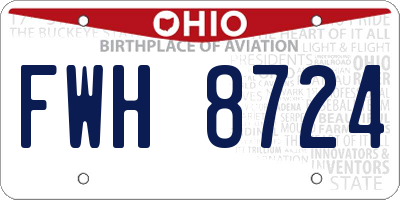 OH license plate FWH8724