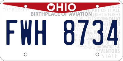 OH license plate FWH8734