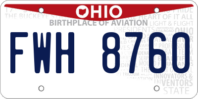 OH license plate FWH8760