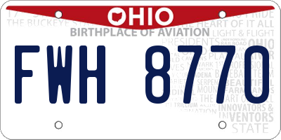 OH license plate FWH8770