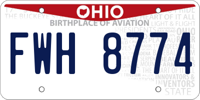 OH license plate FWH8774