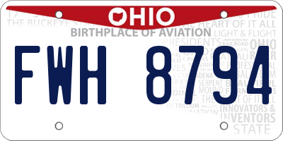 OH license plate FWH8794
