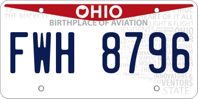 OH license plate FWH8796