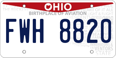 OH license plate FWH8820