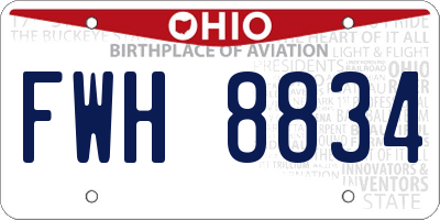 OH license plate FWH8834