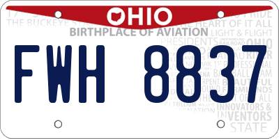 OH license plate FWH8837