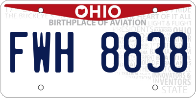 OH license plate FWH8838