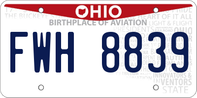 OH license plate FWH8839