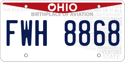 OH license plate FWH8868