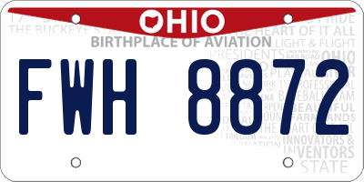 OH license plate FWH8872