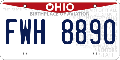 OH license plate FWH8890