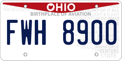OH license plate FWH8900