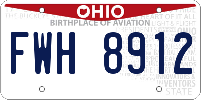 OH license plate FWH8912