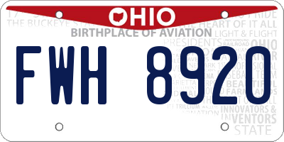 OH license plate FWH8920