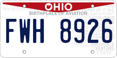 OH license plate FWH8926