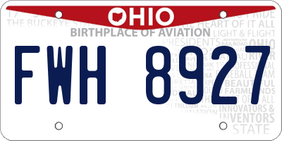 OH license plate FWH8927