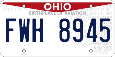 OH license plate FWH8945